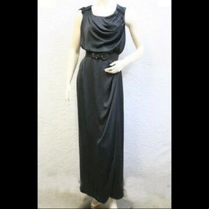 LIKE NEW BCBG MAXAZRIA Dark Navy/Blue Draped Long Sleeveless Maxi Dress …